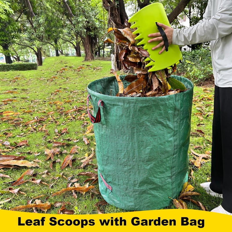chicarry Leaf Scoops Hand Rakes, Leaf Scoops and Claws with Garden Bag and Gloves, Lightweight Plastic Leaf Scoop, Large Leaf Grabbers for Picking Up Leaves, Clippings, Grass(Scoops + Garden Bag) - Image 2
